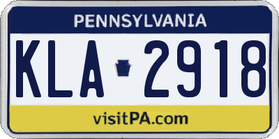 PA license plate KLA2918
