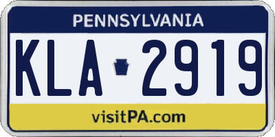 PA license plate KLA2919