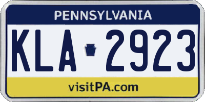 PA license plate KLA2923