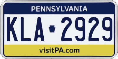 PA license plate KLA2929