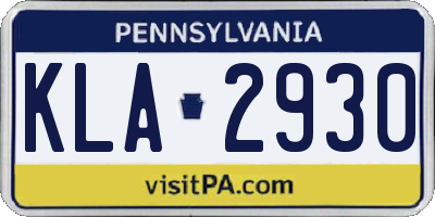 PA license plate KLA2930
