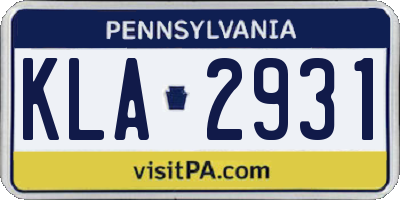 PA license plate KLA2931