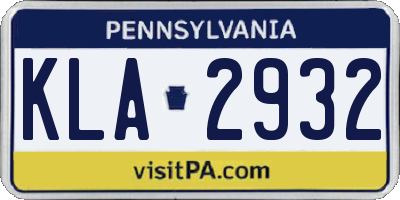 PA license plate KLA2932