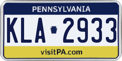 PA license plate KLA2933