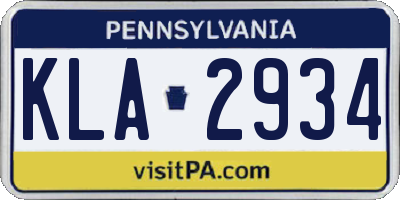 PA license plate KLA2934