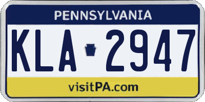 PA license plate KLA2947