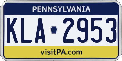 PA license plate KLA2953