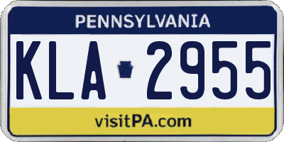 PA license plate KLA2955