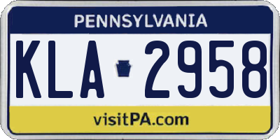 PA license plate KLA2958