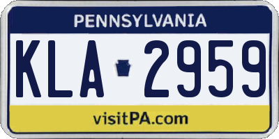PA license plate KLA2959