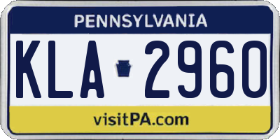 PA license plate KLA2960