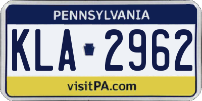 PA license plate KLA2962