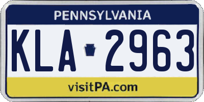 PA license plate KLA2963