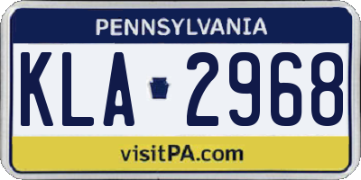 PA license plate KLA2968