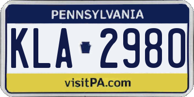 PA license plate KLA2980