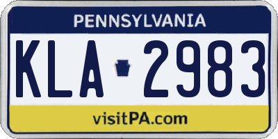 PA license plate KLA2983