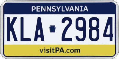 PA license plate KLA2984
