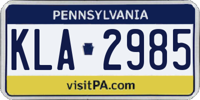 PA license plate KLA2985