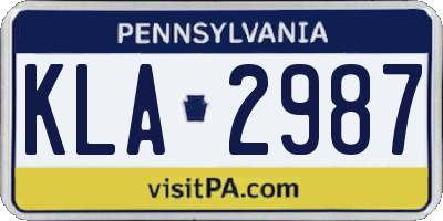 PA license plate KLA2987
