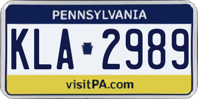 PA license plate KLA2989