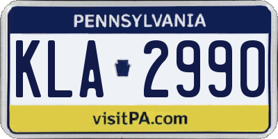 PA license plate KLA2990