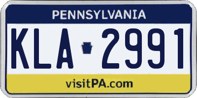 PA license plate KLA2991