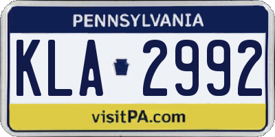 PA license plate KLA2992