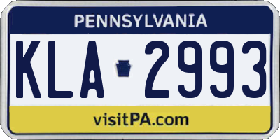 PA license plate KLA2993