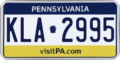 PA license plate KLA2995