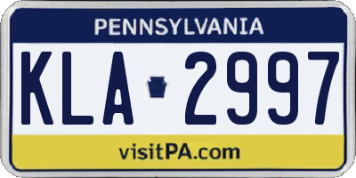 PA license plate KLA2997