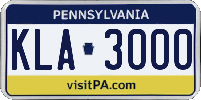 PA license plate KLA3000