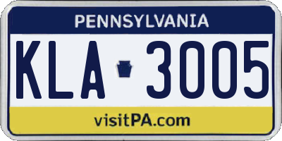 PA license plate KLA3005