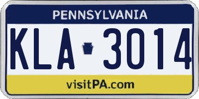 PA license plate KLA3014