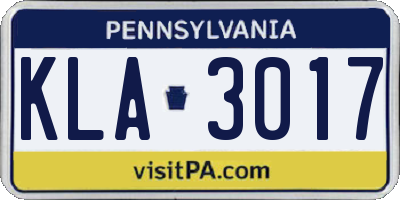 PA license plate KLA3017