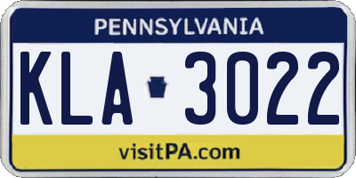 PA license plate KLA3022