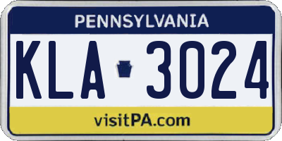PA license plate KLA3024