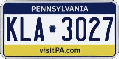 PA license plate KLA3027