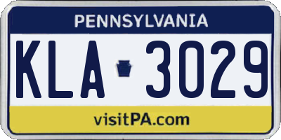 PA license plate KLA3029