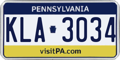 PA license plate KLA3034