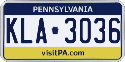 PA license plate KLA3036