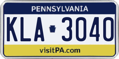 PA license plate KLA3040
