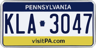 PA license plate KLA3047