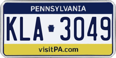 PA license plate KLA3049