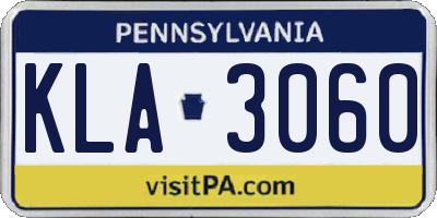PA license plate KLA3060
