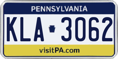 PA license plate KLA3062