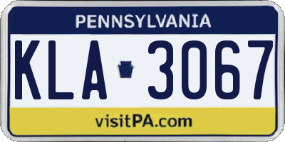 PA license plate KLA3067