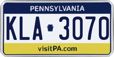 PA license plate KLA3070