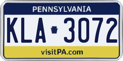 PA license plate KLA3072