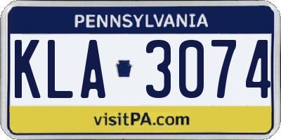 PA license plate KLA3074