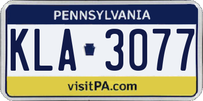 PA license plate KLA3077